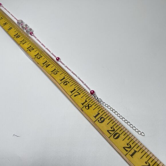 Artisan White Crystal Glass Pink Glass Pearl Seed Bead Necklace Earrings Set - Picture 8 of 10